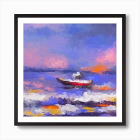 Boat And Waves Art Print