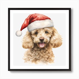 Poodle In Santa Hat 6 Art Print