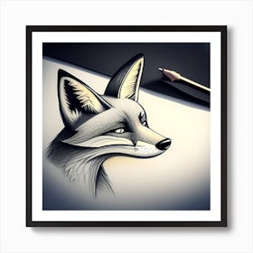 Fox Drawing 1 Art Print