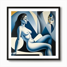 Nude blue Art Print