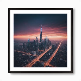 Skyscraper At Dusk Poster