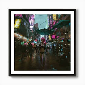 Girl In A Cyberpunk City Art Print