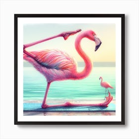 Yoga Flamingo Art Print