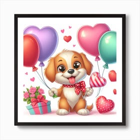 Valentine'S Day Puppy Art Print