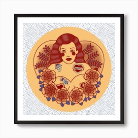 Be Bold Tattooed Pin Up Square Art Print