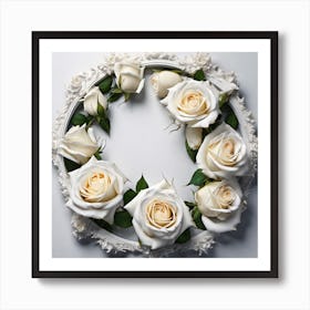 White Roses In A Frame 1 Art Print