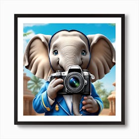 Elephant With A Camera Art Print