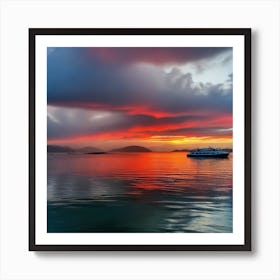 Sunset On A Boat 33 Art Print