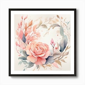 Watercolor Floral Wreath Art Print