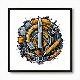 Logo Vector Tools Wrench Hammer Screwdriver Saw Pliers Drill Gear Nuts Bolts Spanner Ch (5) Art Print