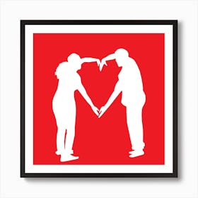 Couple Holding Hands In A Heart Shape Art Print