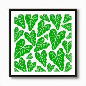 Green heart shaped leaves Pattern Art Print