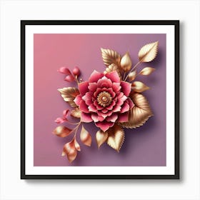 3d Rose Flower Art Print