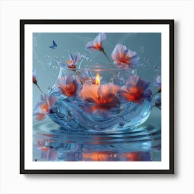 Flowers In Water Art Print