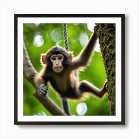 Monkey Hanging From Tree Art Print