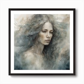 Woman With Long Hair Art Print