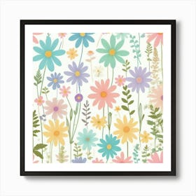 Seamless Pattern With Flowers Art Print