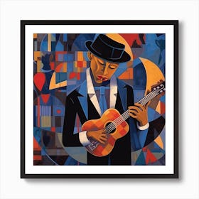 Man With A Guitar, Blues Musician Art Print