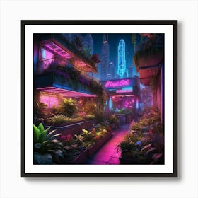 Cityscape Rooftop Garden Art Print