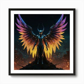 Default Golden Crusader Dark Knight Fallen Angel With Dragon W 0 Art Print