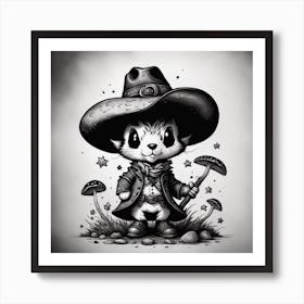 Mouse Cowboy Holding a Mushroom  Art Print