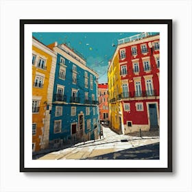 Colorful Buildings In Lisbon Art Print