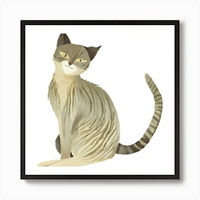 Cat Sitting On A White Background Art Print