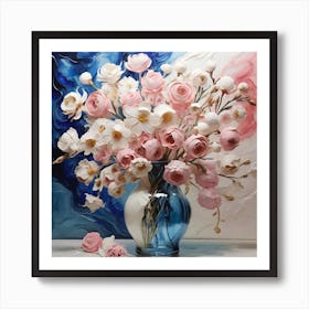 White and blue and pink 1 Art Print