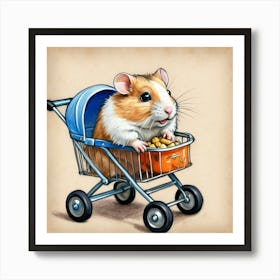 Hamster In A Shopping Cart 7 Art Print