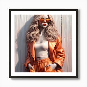 Girl In Orange Art Print