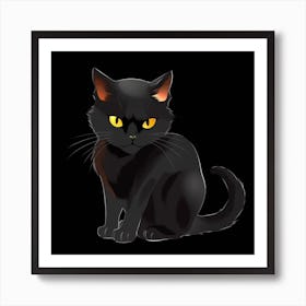 Black Cat With Yellow Eyes 1 Art Print