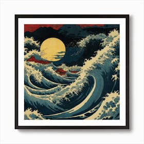 Default Katsushika Hokusais Japanese Depiction Of A Very Turbu 1 ١ Art Print
