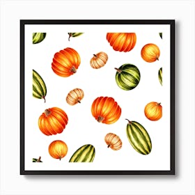 Pumpkins Seamless Pattern Art Print