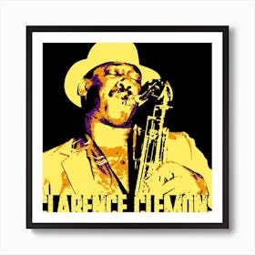 Clarence Clemons American Saxophonist Legend in Pop Art 2 Art Print