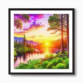 Sunset In The Forest 16 Art Print