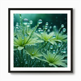 Flowers With Water Droplets Art Print