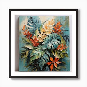 Bouquet of tropical leaves and branches Art Print