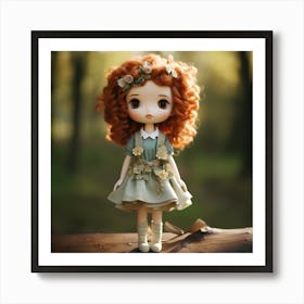 Doll in Dress in Woods Art Print