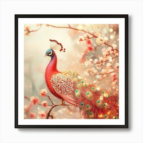 Peacock with Jewels Art Print