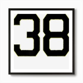 Number 38 On Front & Back Numbers Sports Game Team Jersey 38 Art Print