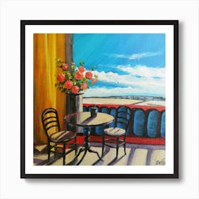 Table and chairs On The Balcony Art Print