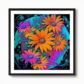 Psychedelic Flowers Art Print