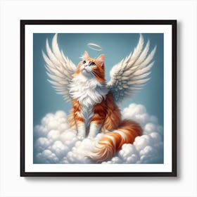 All Cat Go To Heaven 3/4 (pussy cat kitten felines fur baby lost angel wings) Art Print