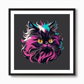 Cat With Colorful Hair Art Print