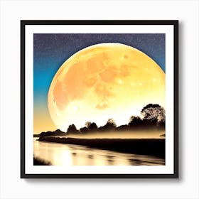 Full Moon Over River 11 Art Print