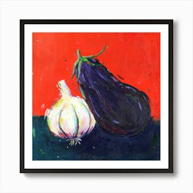 Garlic and Aubergine Art Print