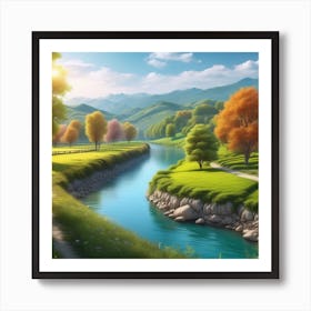 Landscape With A River 3 Art Print