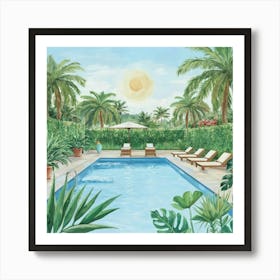 Summertime Swimming Pool Art Print 9 Art Print