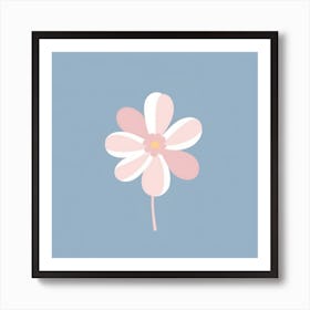 A White And Pink Flower In Minimalist Style Square Composition 165 Art Print