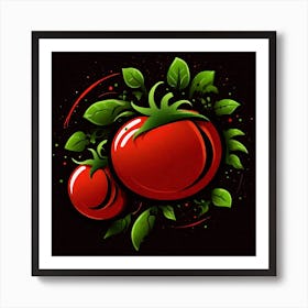 Tomatoes On Black Background 4 Art Print